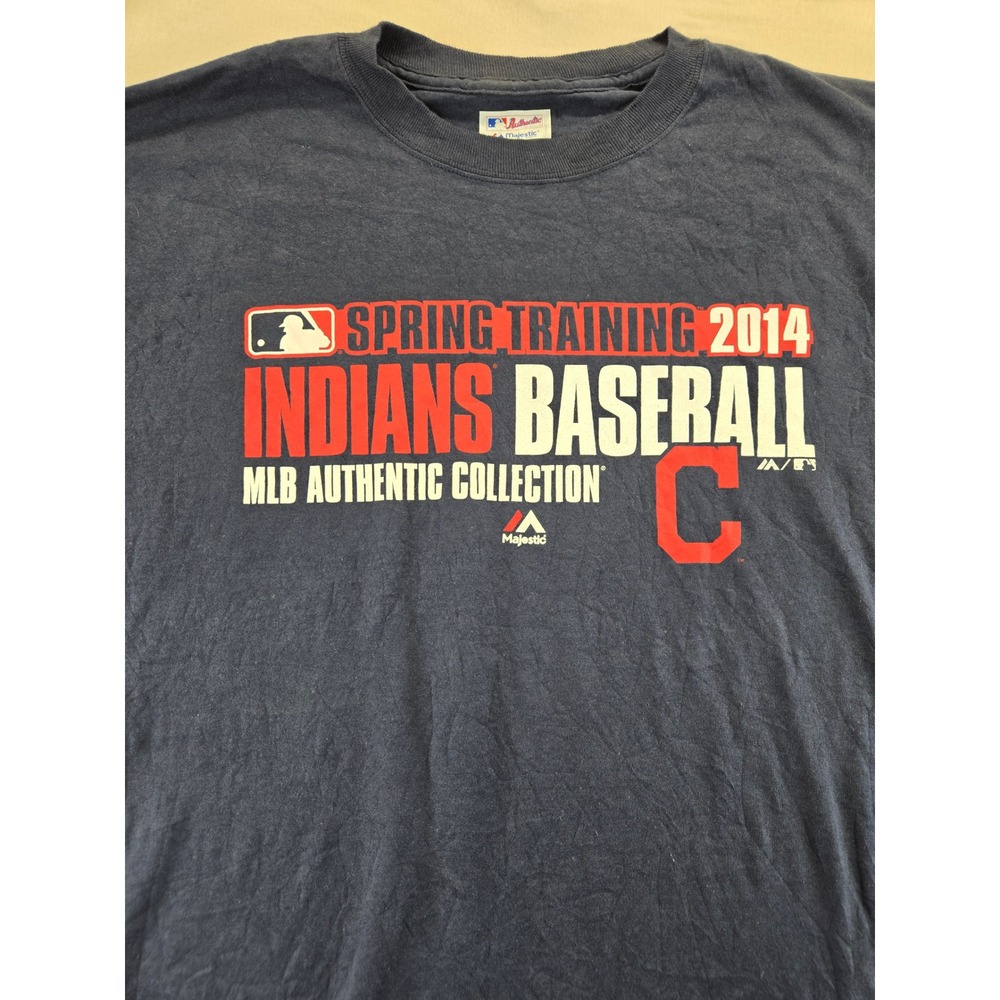 Majestic T-Shirt Mens XL Navy Cleveland Indians Spring Training 2014 MLB Graphic - Picture 2 of 7